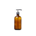 16 oz  Amber round shape lotion pump bottle with stainless steel lotion pump